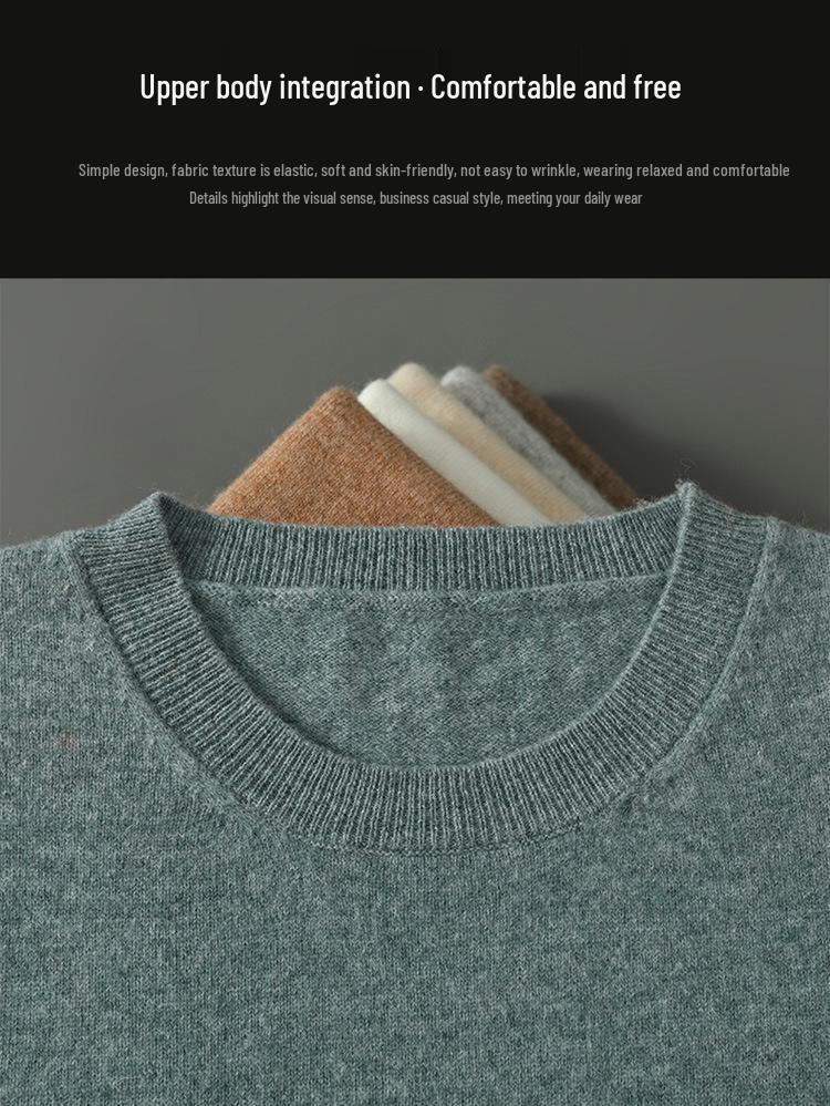 Men’s Short-Sleeve Knit T-Shirt - Autumn/Winter Business Casual, Lightweight, Round Neck Base Layer