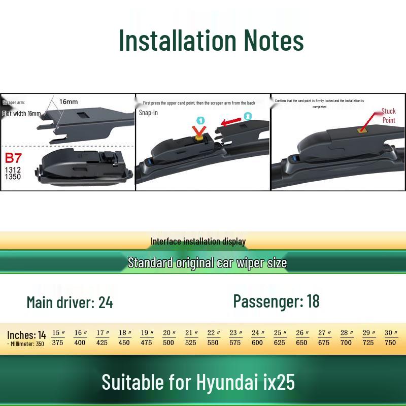 

Frameless Silent Wiper Blade for Modern ix25 Car: Multi-functional, Universal Fit with Original Rubber Strip