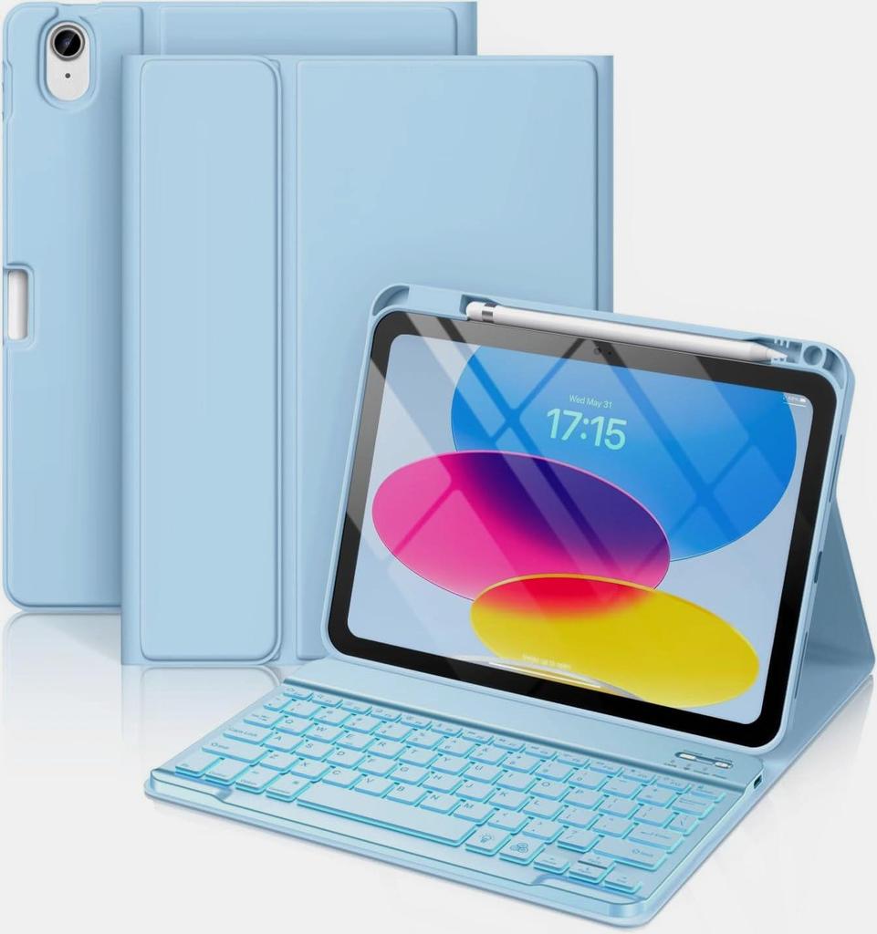 Compatible Keyboard Case with Bluetooth RGB Backlight for Xiaomi Tablet 7/8 Pro, Redmi Pad 2/Pro 12.1, with Pen Slot.