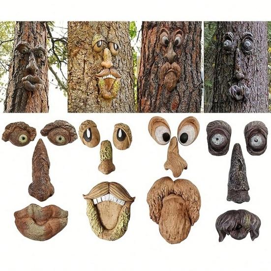 Yousheng Decorative Ornament, Imitation Bark Design Carved Table Decoration, Living Room Bedroom Office Balcony Courtyard Windowsill