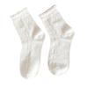 White Mid-calf Socks for Women in Autumn and Winter, Lace Cotton Pile Socks, Trendy Cotton, Sweat-absorbing