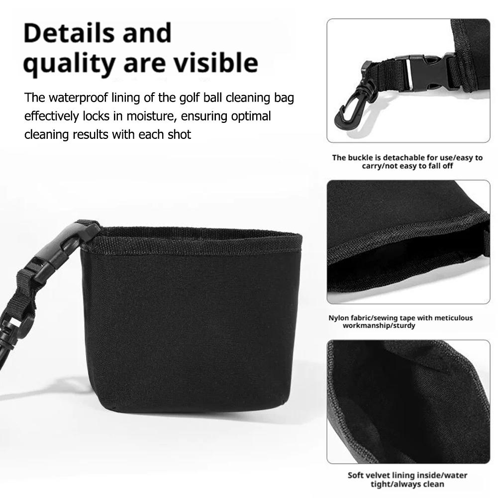 1pc Golf Cleaning Kit  Golf Club and Golf Ball Cleaning Bag Waterproof Clean Liner With Removable Clip  Golf Ball Cleaner Pouch
