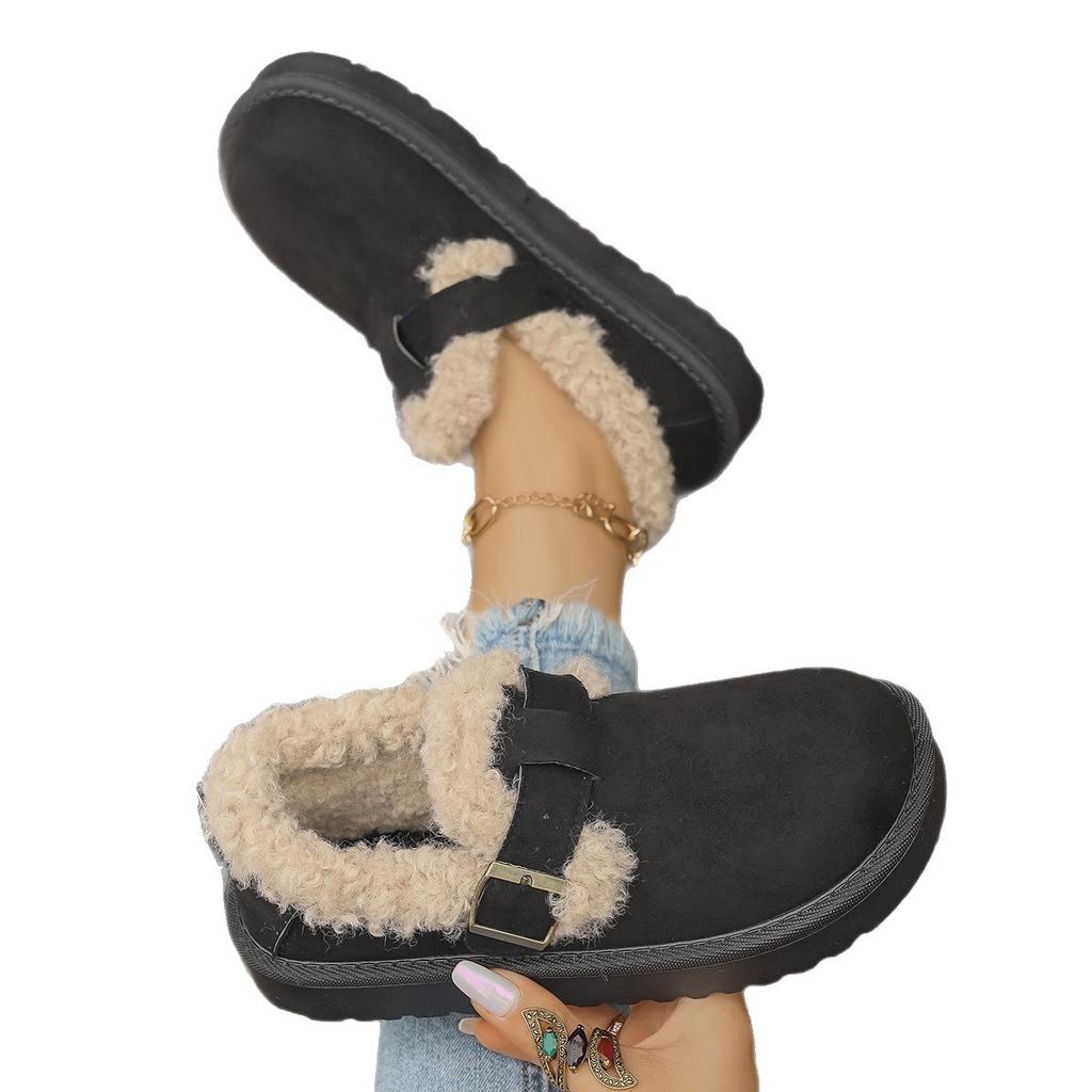 Snow Boots Cotton Shoes 2025 Winter New Foreign Trade Large Size Cotton Shoes One-pedal Flat-soled Casual Snow Boots