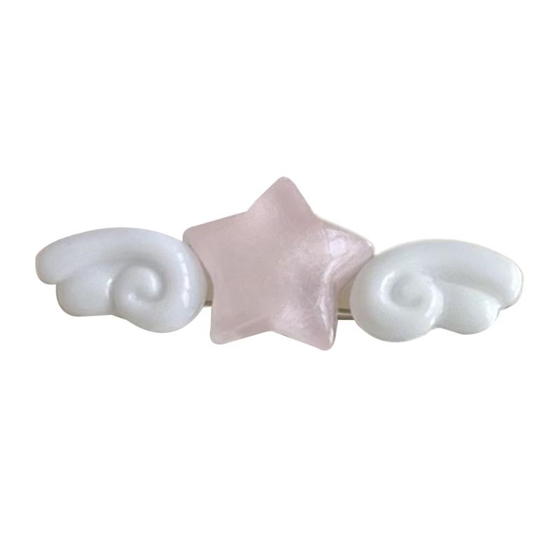 New Jelly Pink Star Wings Hair Clip Cartoon Sweet Versatile Side Clip Hair Accessories Superlatives Duckbill Star Wing Hairpin