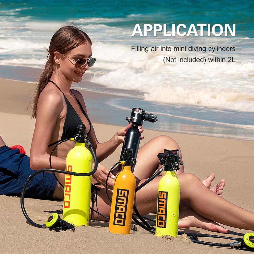 Pompa elektryczna ze zbiornikiem do nurkowania AutoStop Sprężarka powietrza Bezolejowa przez samochód 12 V DC lub dom 110 V AC