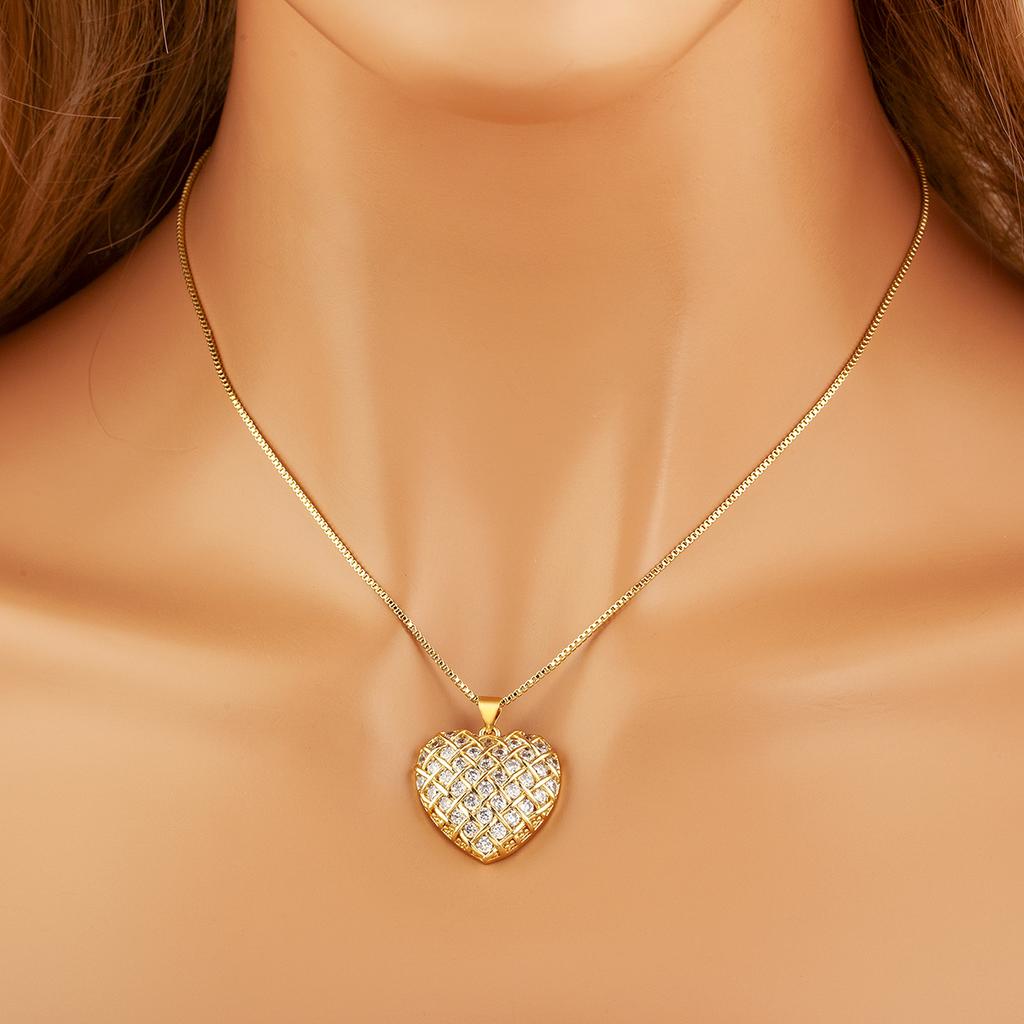 Nidin Classic New Design 3 Styles Heart Shape Charm Pendant Necklace For Female Male Light Luxury Copper Neck Jewelry Chic Gifts