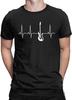 Men's Electric Guitar Heartbeat Player T Shirt Music Cotton Clothing Funny Short Sleeve