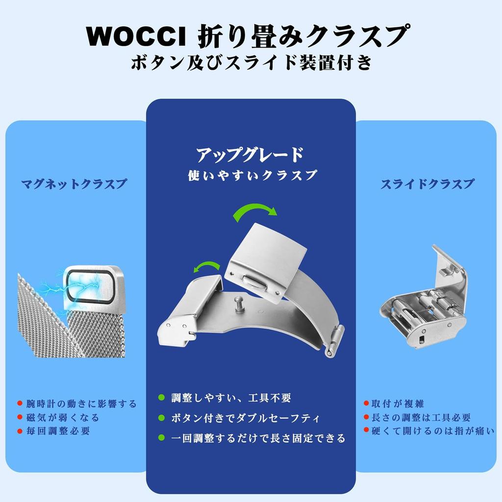 [WOCCI] Elite Metal Watch Strap 22mm Watch Band 322L Stainless Steel Quick Release Black