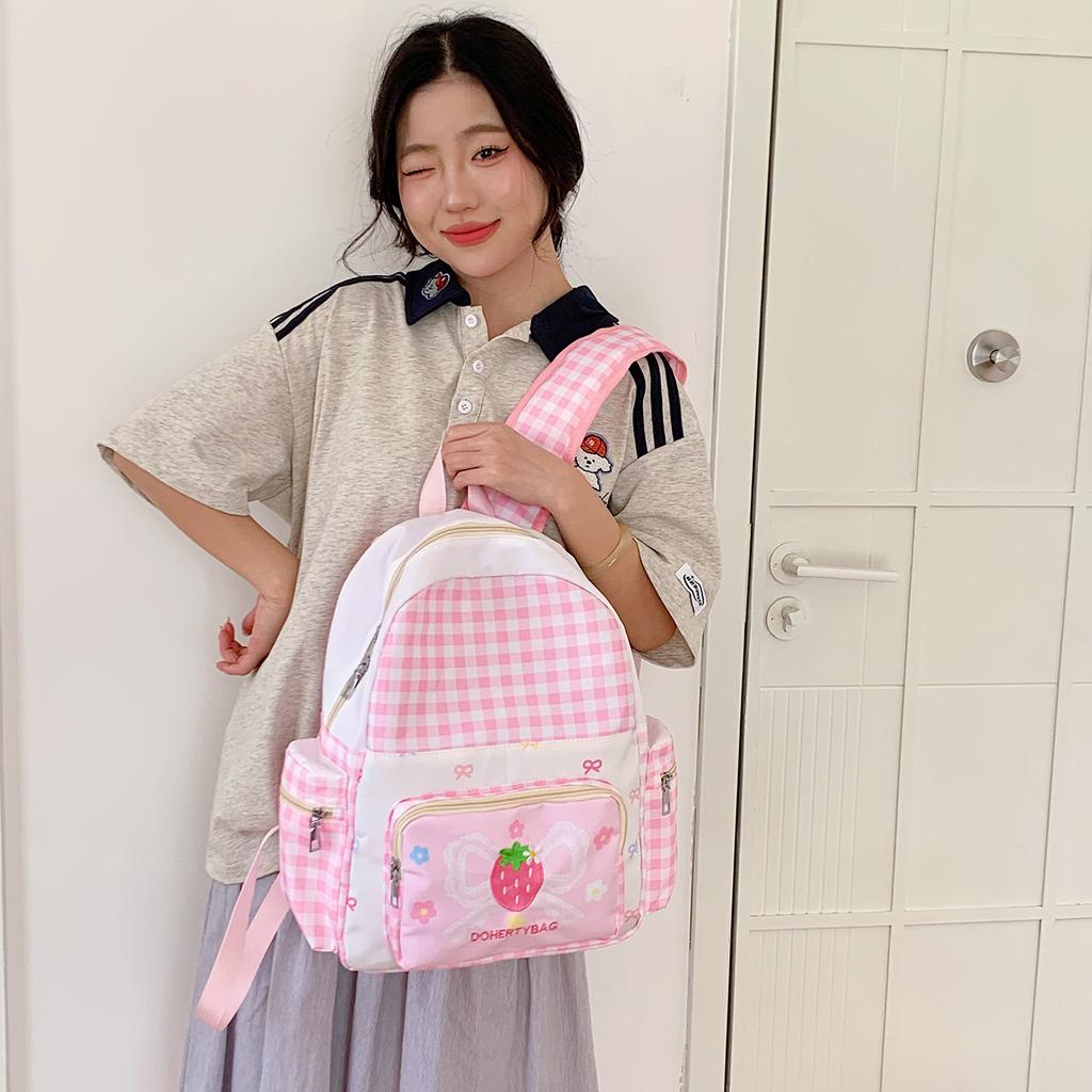 Schoolbag Strawberry School Bag Backpack 1011 New Japanese Girl Soft Girl Cute Large Capacity Student Cute Backpack Female