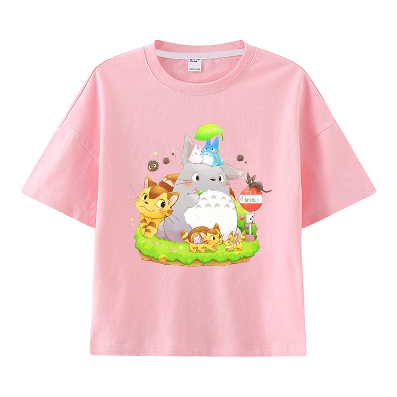 Children's Clothes Girls Boys Short Sleeve T-shirt Summer 100% Cotton Stylish Loose Clothes Miyazaki Totoro