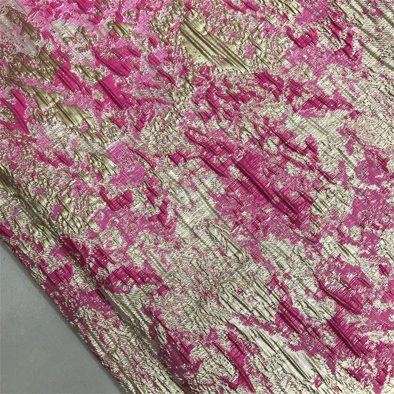 High-End Gold Silk Jacquard Dress: European and American Style