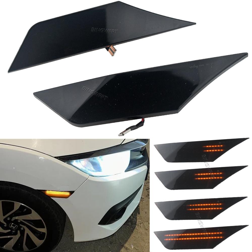 2Pcs Smoked Lens LED Side Marker Car Lights For Honda Civic 2016 2017 2018  34300-TET-H01 Auto Reflector Turn Signal Lights