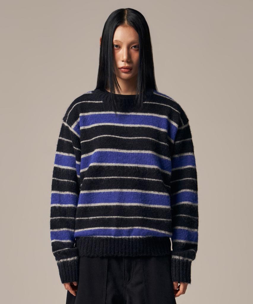 IDWS Vector Stripe Mohair Knit Black