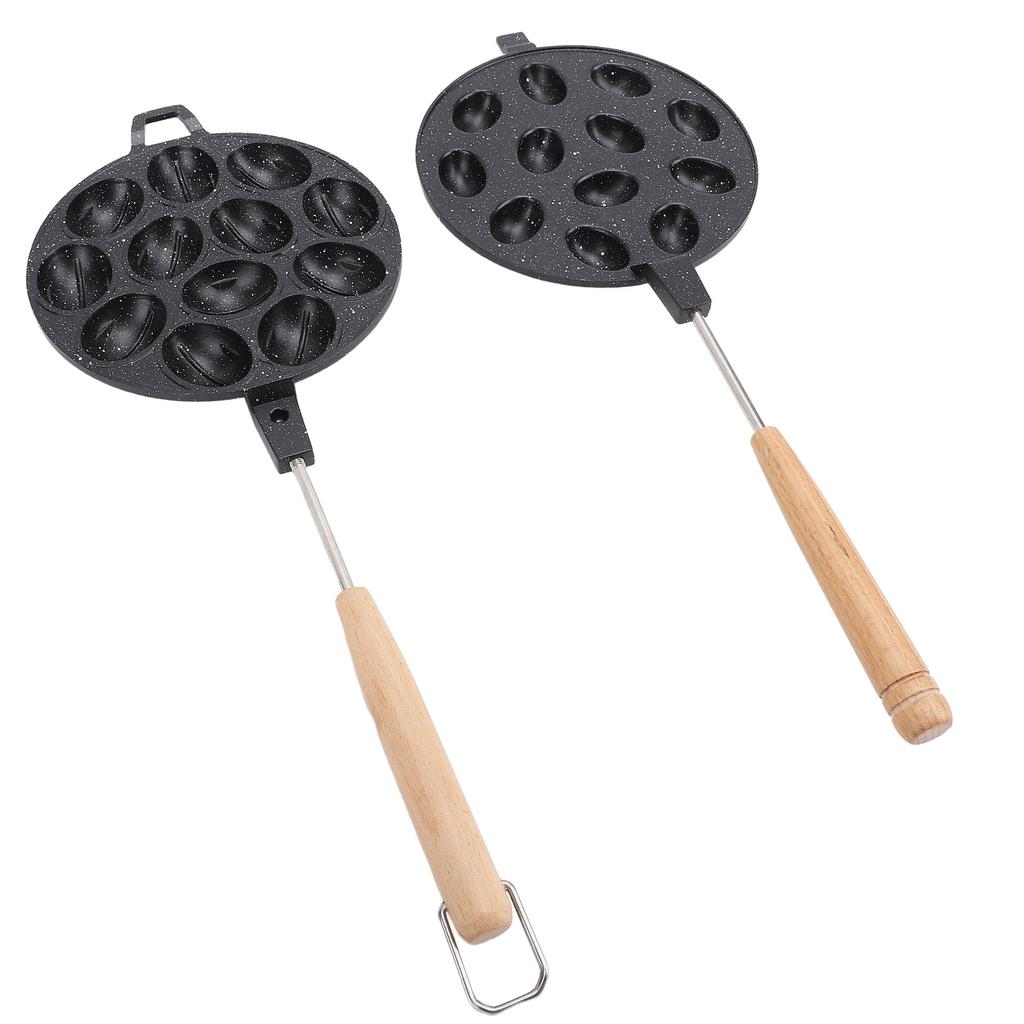 Walnut Cookie Maker 12 Holes Anti Stick Aluminum Alloy Composite Wood Nut Cookie Shaped Maker Pan for Cakes Egg Waffle