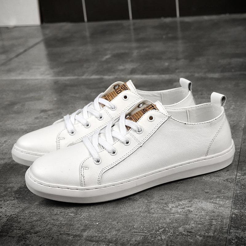 Nieuwe Heren Sneakers met Zachte Zool Casual Leren Buitenschoenen Antislip Heren Gevulkaniseerde Schoenen Handgemaakte Vrije Tijd Wandelschoenen Sneakers