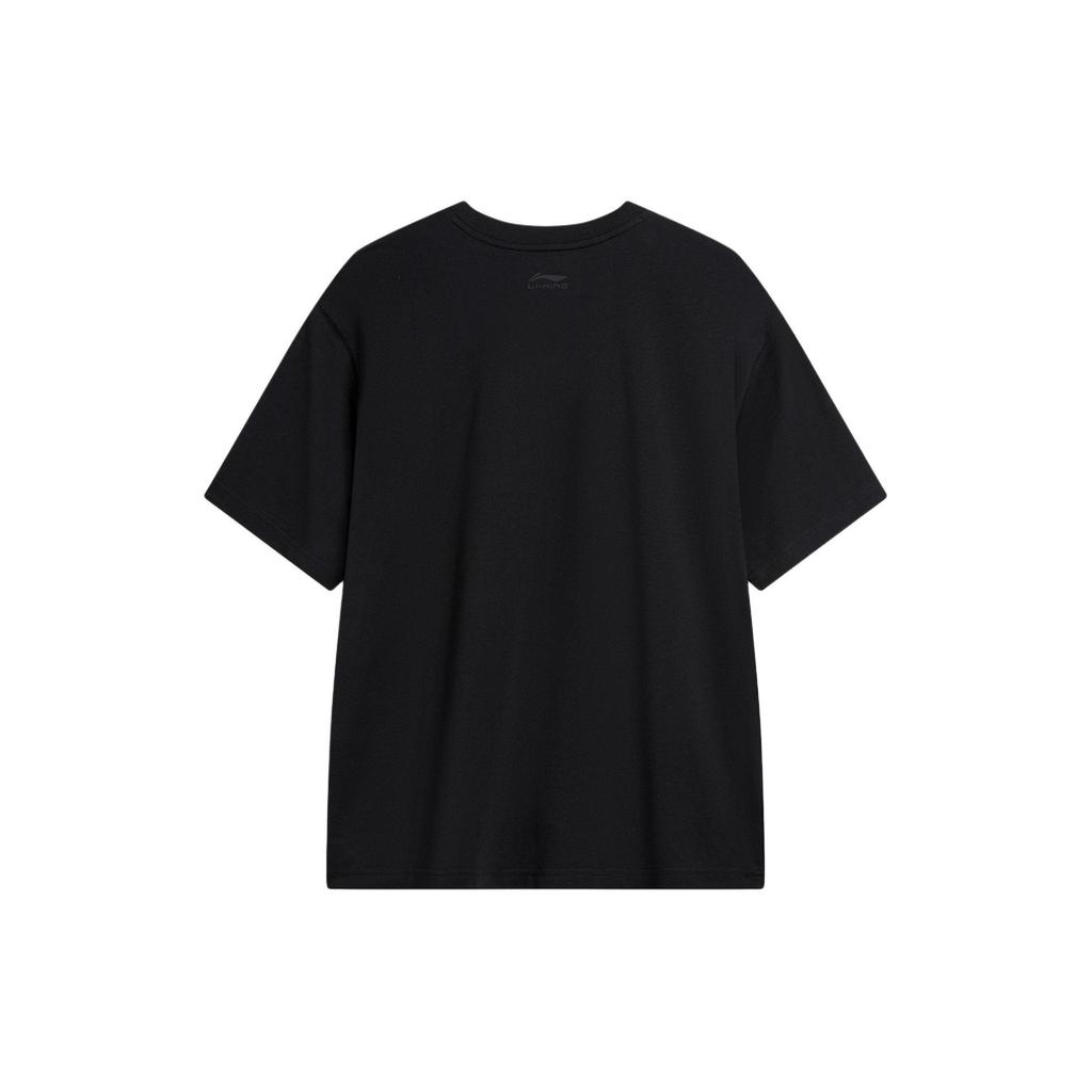 Li-Ning Cool Tea Quick-Dry Casual Sports T-Shirt With Logo Print And Drop-Shoulder Sleeves Men Tops Black AHSU709-1