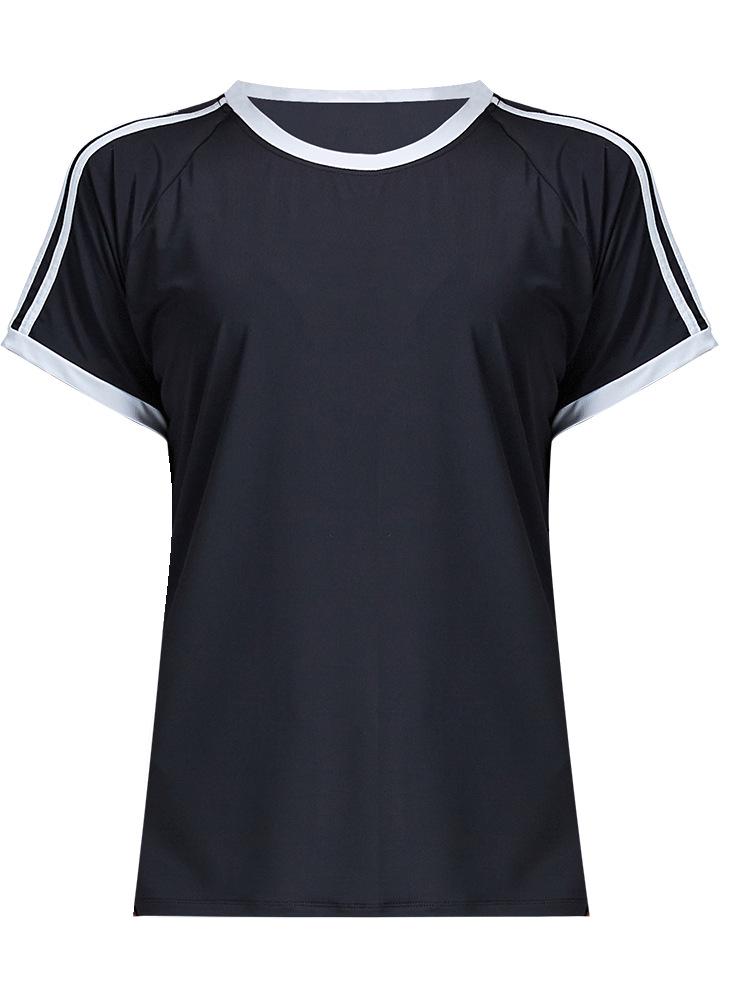 Women s Plus Size Quick-Dry Short Sleeve Yoga T-Shirt XL чёрный