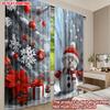 Flat Printing Christmas Hot Party Curtains Snowman Decorations Digital Printed Polyester Drapes Festive Curtain Set Of 2 Made Washable