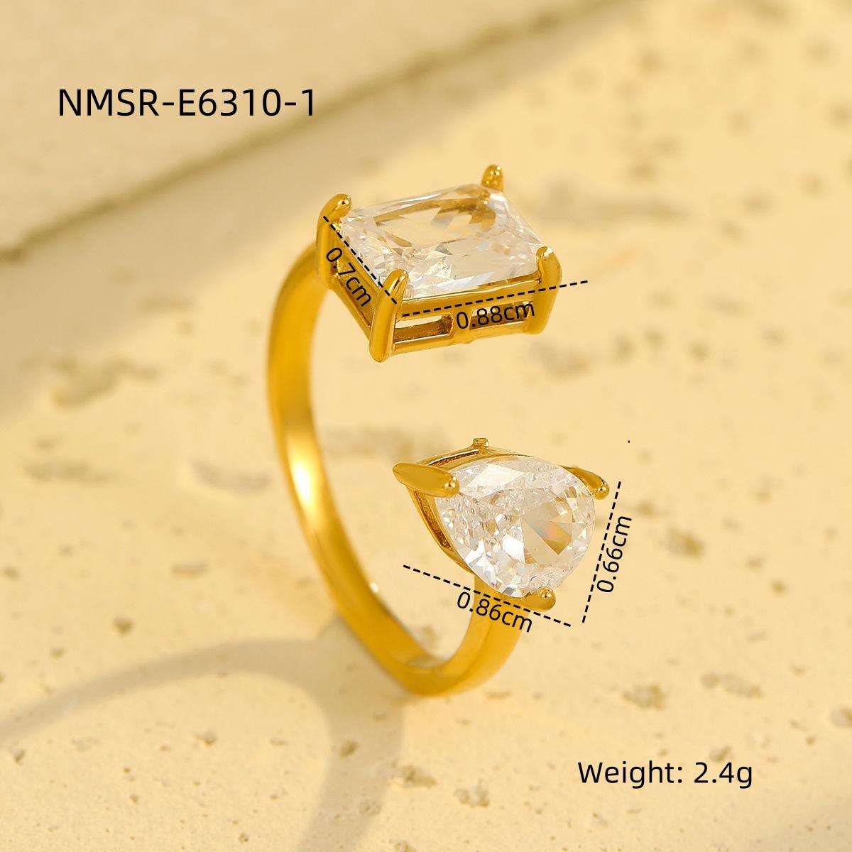 GEMCHIC Women s Stainless Steel Square Cubic Zirconia Open Ring Non-Fading Titanium Steel Jewelry