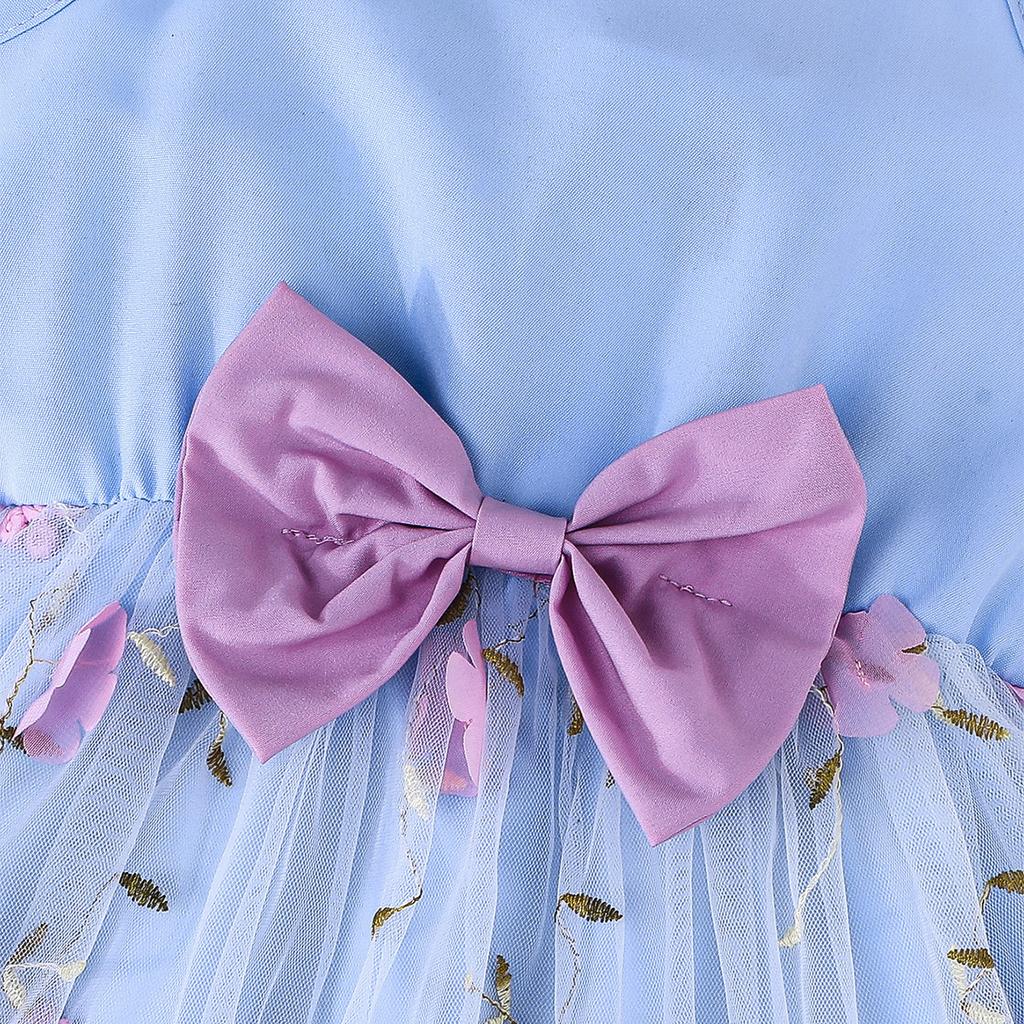 Mädchen Mode Kleid 2025 Sommer Kinder Süße Solide Kurzen Mantel + Floral Stickerei Mesh Slip Kleid Set