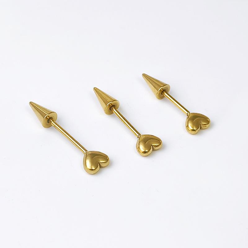 3Pcs Stainless Steel Heart Spike Earrings Tragus Helix Bar Lip Bar Rings Stud Cartilage Ear Piercings Body Jewelry
