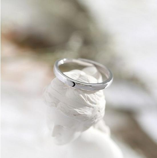 Silver Plated Sun & Moon Adjustable Couple Rings for Long-Distance Relationships