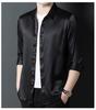 Premium Mulberry Silk Long-Sleeve Men's Shirt - Non-Iron, Solid Color, Business Casual for Autumn and Spring