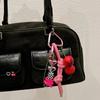 Cute Cherry Alphabet PU Leather Short Lanyard Universal Mobile Phone Lanyard Phone Bag -Lost Love Pendant Bag Charm