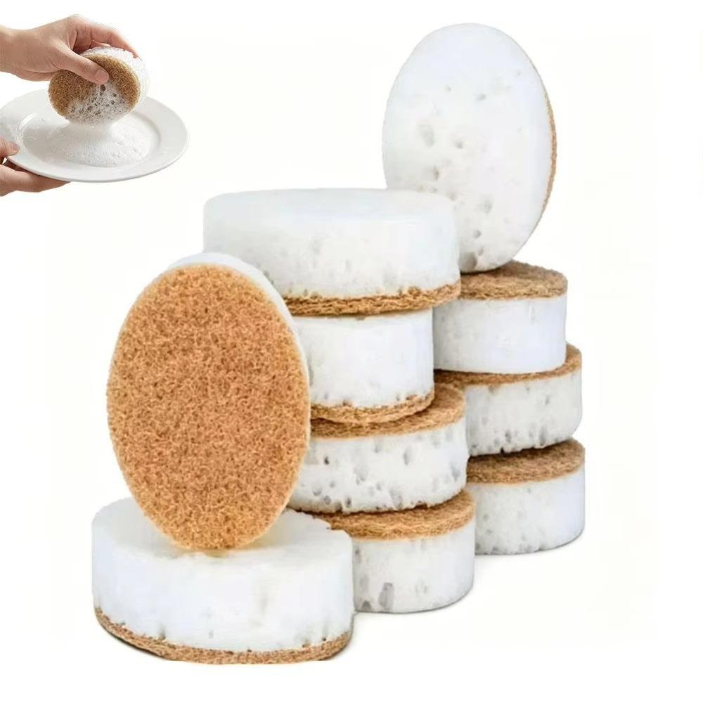10pcs Non-Scratch Dish Washing Scrubber Multi-Purpose Vegetable Fiber Sponge  For Dishes 10pcs