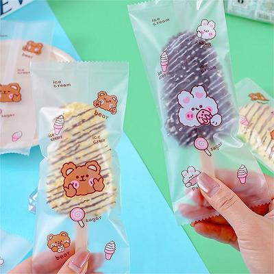50 Adet Gıda Sınıfı Dondurma Poşetleri Tek Kullanımlık Plastik Popsicle Koruyucu Kapak Depolama Şeffaf Buz Popsicle Paketleme Çantası Kendin Yap
