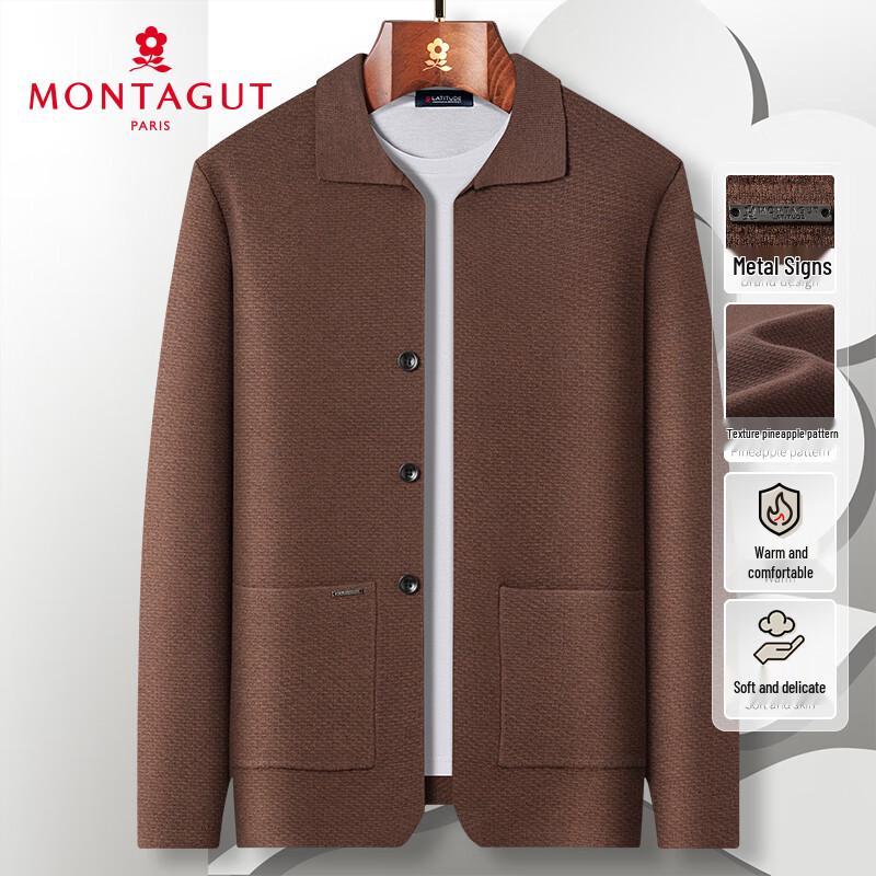 MONTAGUT Men's Autumn/Winter Polo Collar Knit Cardigan Sweater