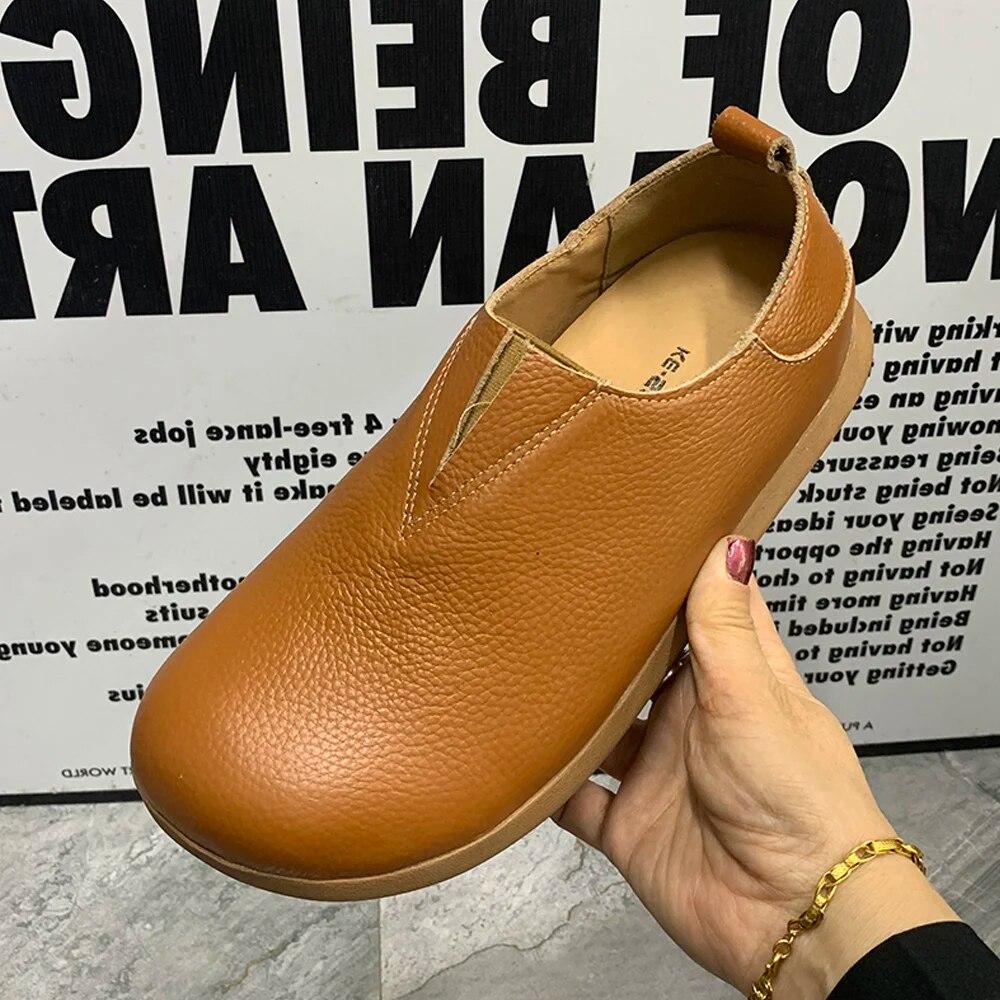 

Модные женские туфли на плоской подошве, повседневные женские туфли больших размеров, противоскользящие женские кожаные туфли, дизайнерские женские туфли-мюллеры