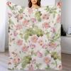 Old Vintage Roses On Pink Pattern Throw Blanket Cozy Warm Blanket for Bed Room Decor