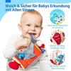 Hahaland Baby Toys 6-12 Months Montessori Sensory Tissue Box, Colorful Fabric Tabs Sensory Motor Skills Learning Toy for Boys Girls Gifts
