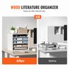 Literature Organizers, 5 Compartments Office Mailbox with Adjustable Shelves, Wood Literature Sorter 13.9x12x13 Inches for Office, Home, Classroom,