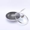ZISIZ 32cm Stainless Steel Stone-Coated Chinese Wok