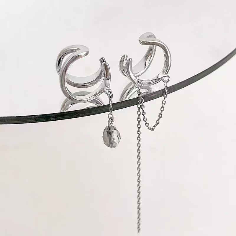 Asymmetrical Chain Tassel Ear Clip for Non-Pierced Ears - Women's Unique Cold Style High-End Simple Earrings