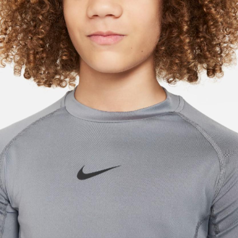 Nike Long Sleeve Top Logo Print Round Neck Kids Tops Smoke-Gray FJ6822-084