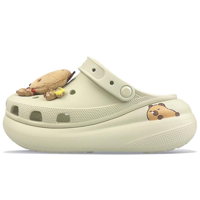 Crocs Crush Clog BNK Capybara Plush Round Figure Pig Gate Forever Cute Cute Lazy Hole Shoes Unisex Same White Rice Dumplings