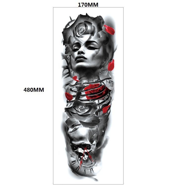 Lion Tiger Head Large Pattern Waterproof Full Arm Tattoo Sticker Flower Arm Large Pattern Water Transfer Wind Sticker