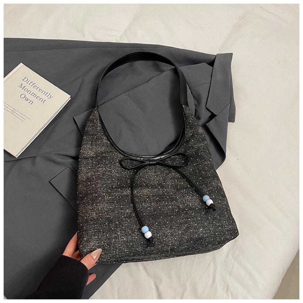 

Casual Bow Shoulder Bags Versatile Canvas Tote Bag Vintage Denim Axillary Bag Women Style 1