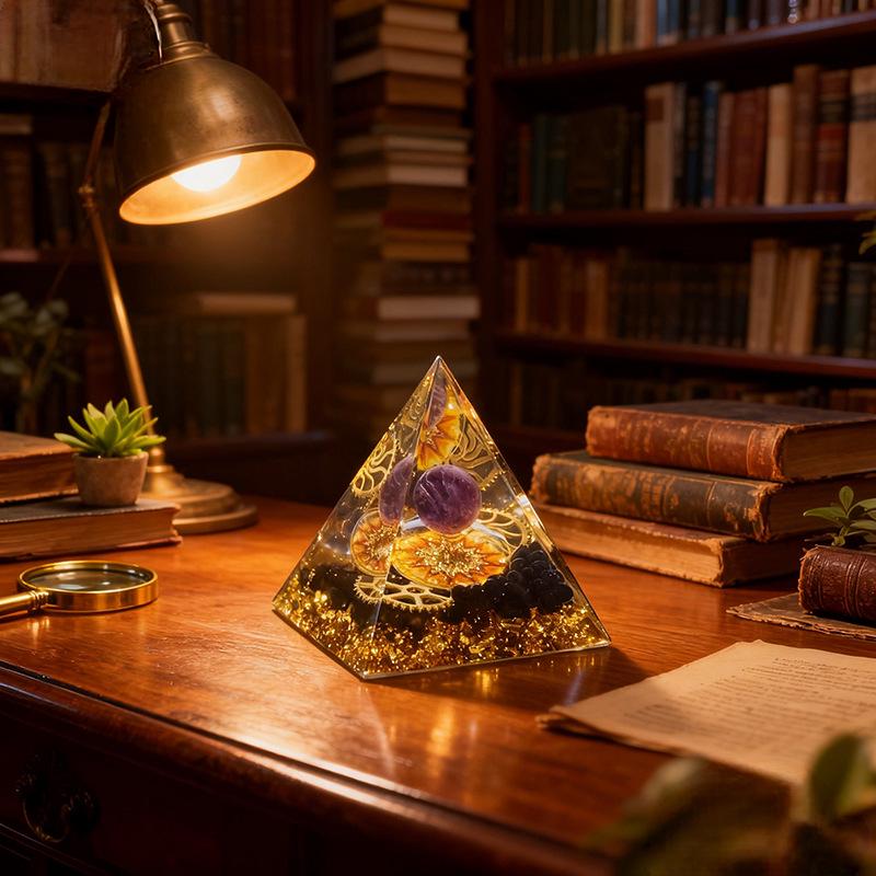 Cross-border Trade Energy Pyramid Crystal Epoxy Desktop Ornaments.