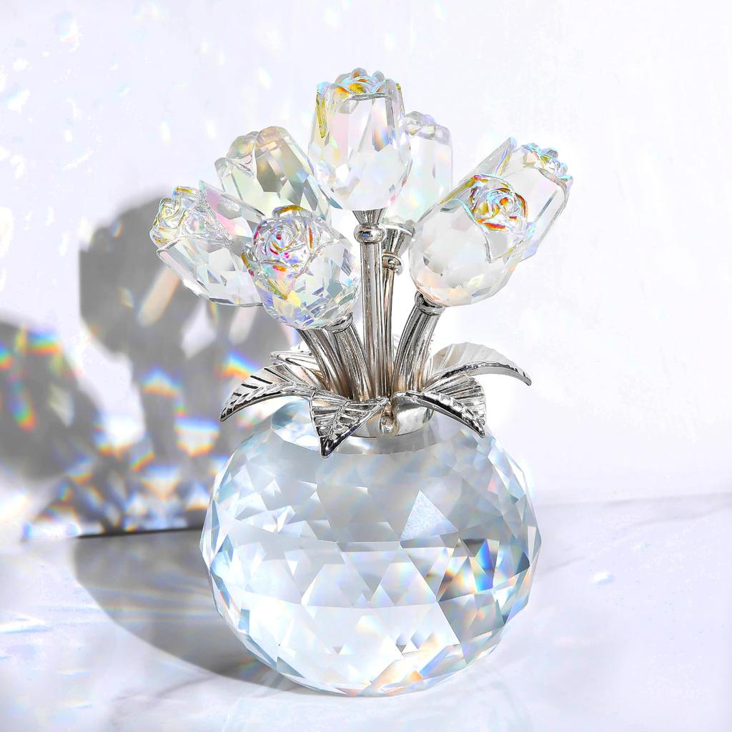 Hochzeitstagsgeschenk für Frauen: Beliebtes K9 Kristall Transparent Rose Geschenk - Ein Strauß ewiger Rosen - Ein Rosenornament - Perfekt für Geburtstag