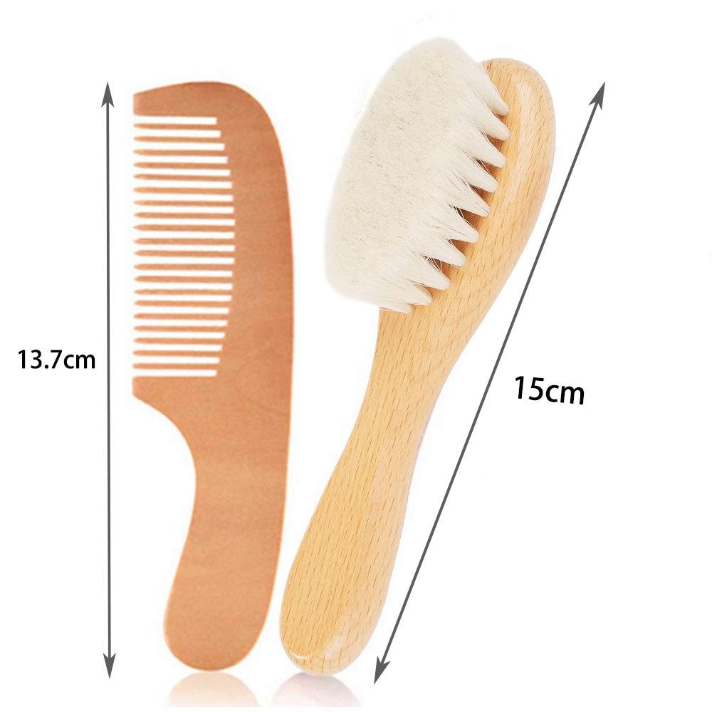 1/2Pcs Wool Comb Set for Babies, Wool Hair Comb for Washing Hair, Soft Fur Brush for Scalp Massage, Baby Fetal Hair Brush