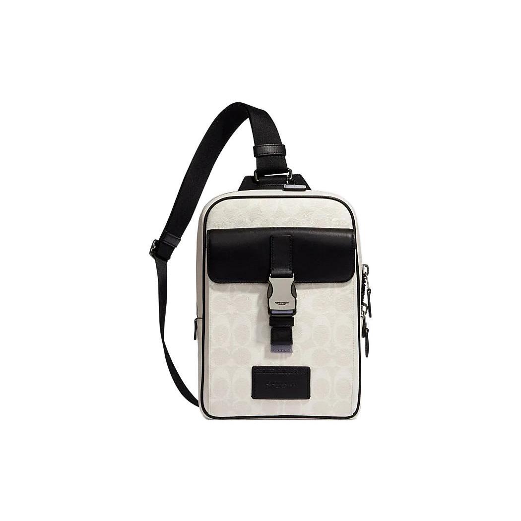 

Новая поясная сумка COACH Track из ПВХ, сумка через плечо, сумка-слинг маленькая мужская черно-белая CJ663-QBCAH 18.5*6.1*27.4CM