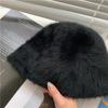 Color Imitation Rabbit Fur Korean Style Hat Fashion Design Plush Fisherman Hat Women Bucket Hat