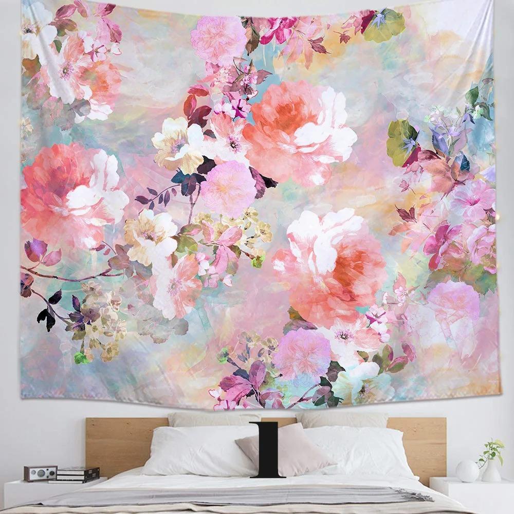 Watercolor Painting Floral Decorative Tapestry Home Wall Living Room Office Decorative Tapestry