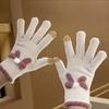 Touch Screen Knitted Gloves Wool Warm Five Fingers Winter Riding Bow Gloves
