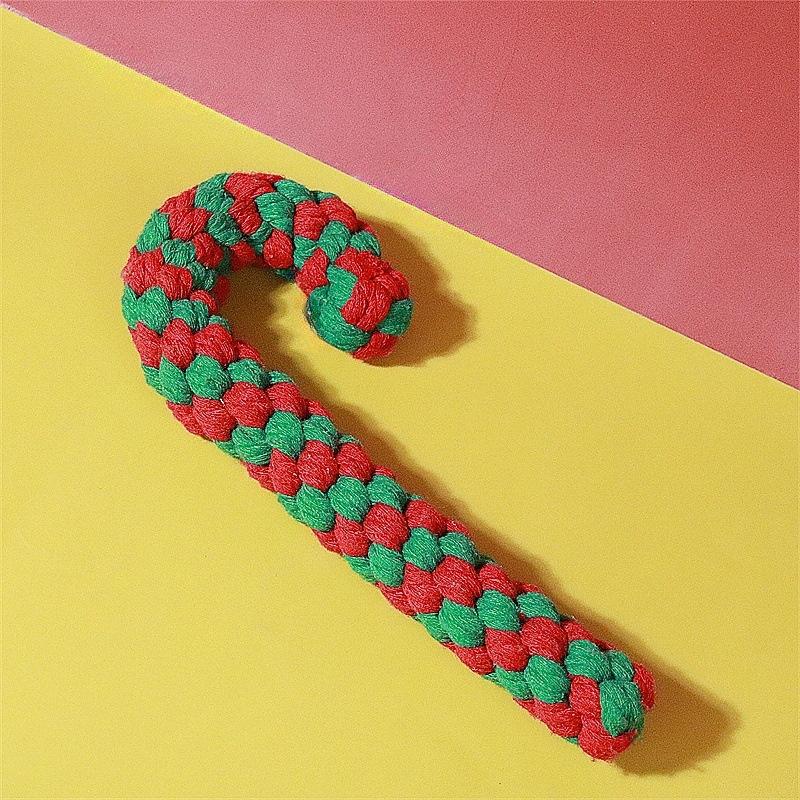 Pet Christmas Supplies Dog Toy Teeth Cleaning Rope Knot Cotton Rope Toy Cute Cartoon Chewing Toy
