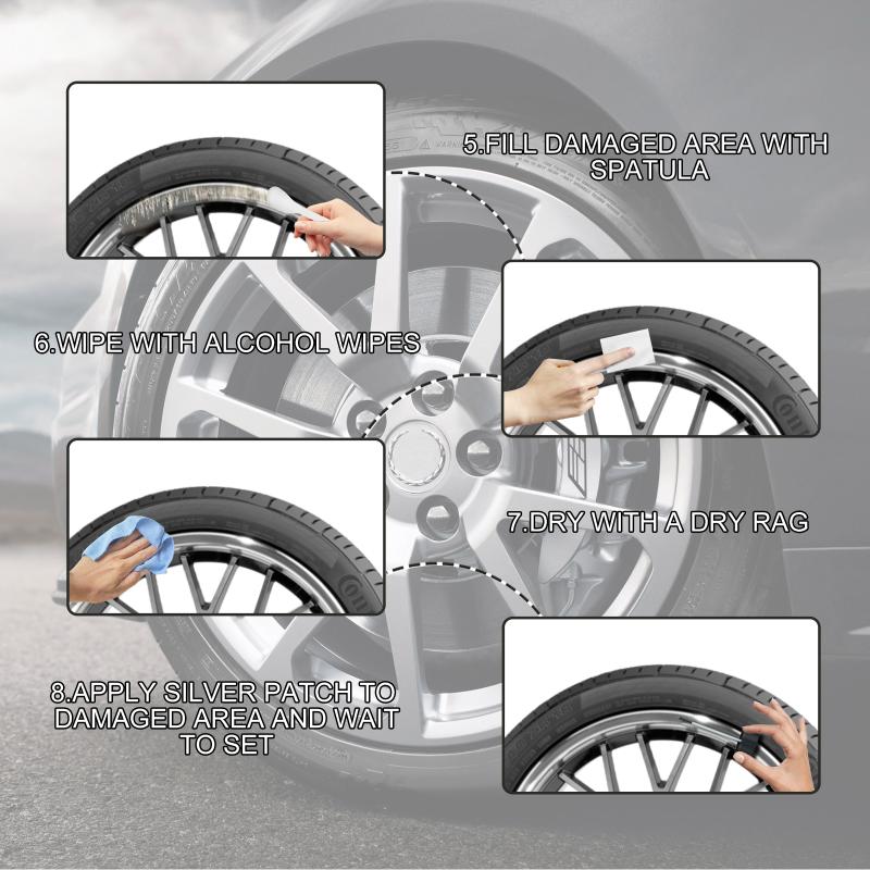 Epoxy Putty Alloy Wheel Repair Kit Silver Paint Car Rim Remover DIY Curb Rash Fixer for Wheels
